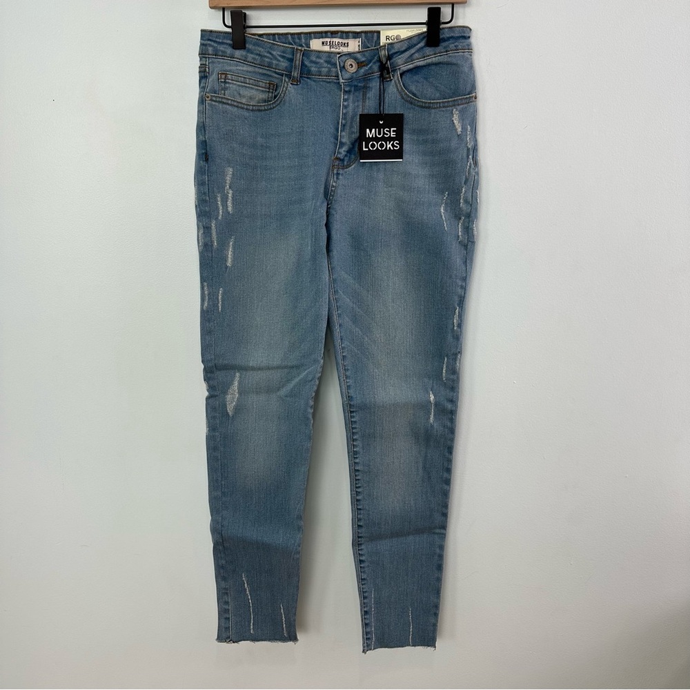 Muse Looks ERGO Blue Jeans Size 11 Distressed Raw Hem